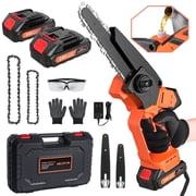 NEXPOW Mini Chainsaw Cordless, 6-Inch & 8-Inch Brushless Electric Chainsaw with 2 Batteries, Lightweight Handheld Saw for Tree Trimming, Branch Pruning, Wood Cutting and Yard Work