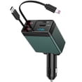 thumbnail image 1 of NEXPOW 150W Car Charger Adapter, 12V–24V Multiport Fast Charging with Built-In USB-C & Lightning Cables and LED Voltage Display, 1 of 9