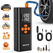 NEXPOW 150PSI Cordless Tire Inflator, 7500mAh Air Compressor with Dual-Screen Display & Auto Shut-Off, Portable Air Pump for Car/Motorcycle/Bike, USB Power Bank + LED Light, Black