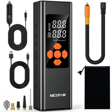 NEXPOW Tire Inflator, 150PSI Air Compressor with Digital Pressure Gauge, Portable Air Pump 3X Fast Inflation for Cars, Bikes, Balls, Black
