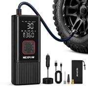 NEXPOW Tire Inflator Portable Air Compressor, 150 PSI Cordless Air Pump for Car Tires with Rechargeable Battery & 12V DC Power, Auto Shut-Off Digital Tire Pump for Car, SUV, Bike, Ball
