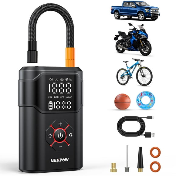 NEXPOW Tire Inflator Portable Air Compressor, 150 PSI Air Pump for Car Tires with Pressure Gauge, Portable Tire Pump for Car, Motorcycle, Bike, Ball
