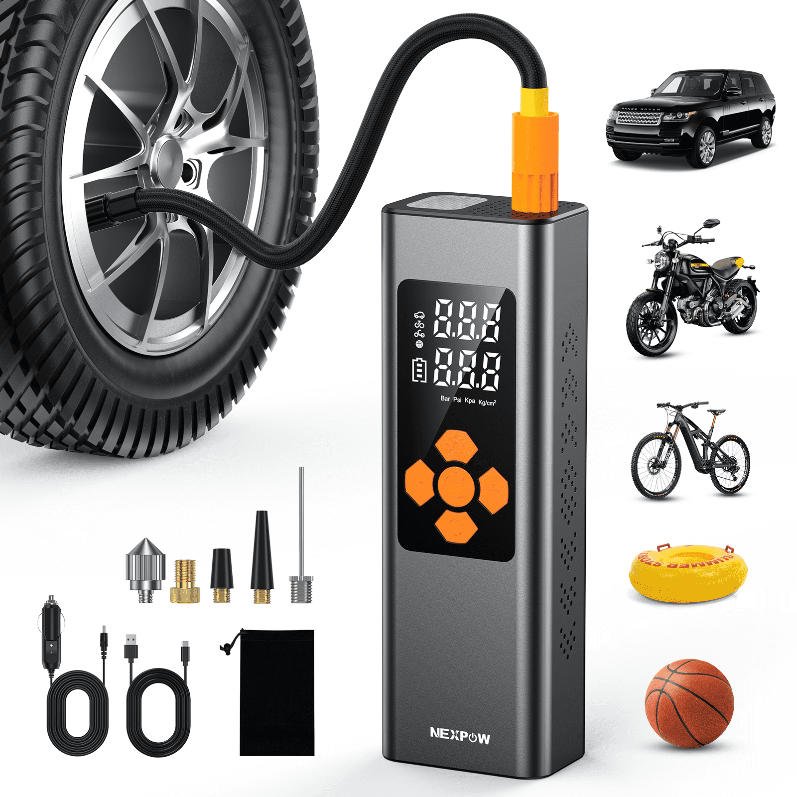 Free Shipping! NEXPOW Tire Inflator Portable Air C