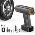 thumbnail image 1 of NEXPOW Tire Inflator, Portable Air Pump, 160PSI Air Compressor for Car Tires with Auto Shut Off, Emergency LED Light, Cordless Tire Pump for Motorcycle, Bicycle, Gray, 1 of 9