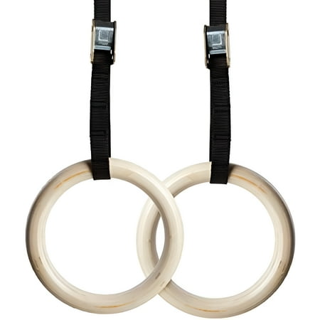 NEXPRO Wood Gymnastic Ring Olympic Strength Training Gym Rings Wooden
