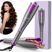 NEXPURE Automatic Curling Iron, 1 Ionic Deep Waver Hair Curler Tool, Ceramic Coating, Fast Heating, Dual Voltage, Anti-Scald, Purple