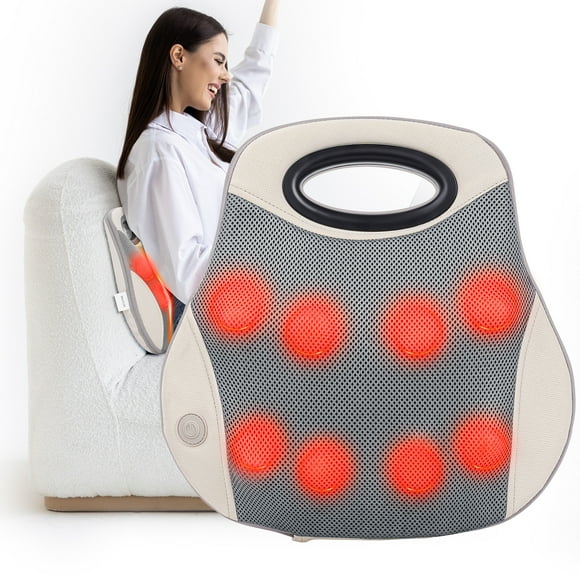NEXPURE Back Massager with Heat, 3D Kneading Massage Relieves Deep Muscle Tissue Pain, Suitable for Back, Legs, Abdomen, Waist Massage,Gray