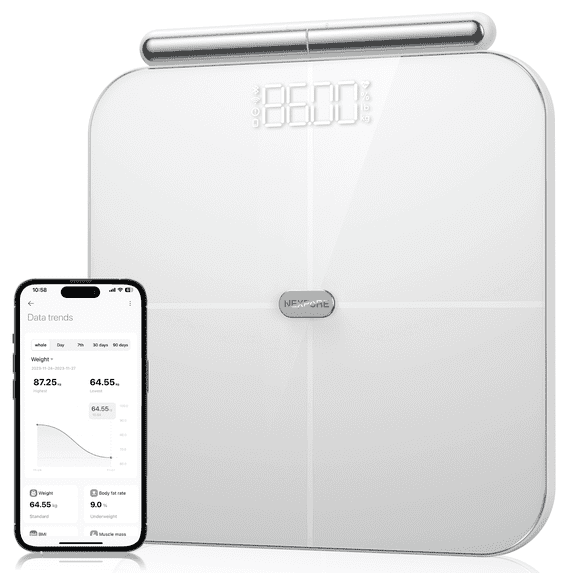 NEXPURE 8-Electrode Smart Body Fat Scale, BMI & 56 Body Metrics Analyzer, LED Display, 400lb Capacity
