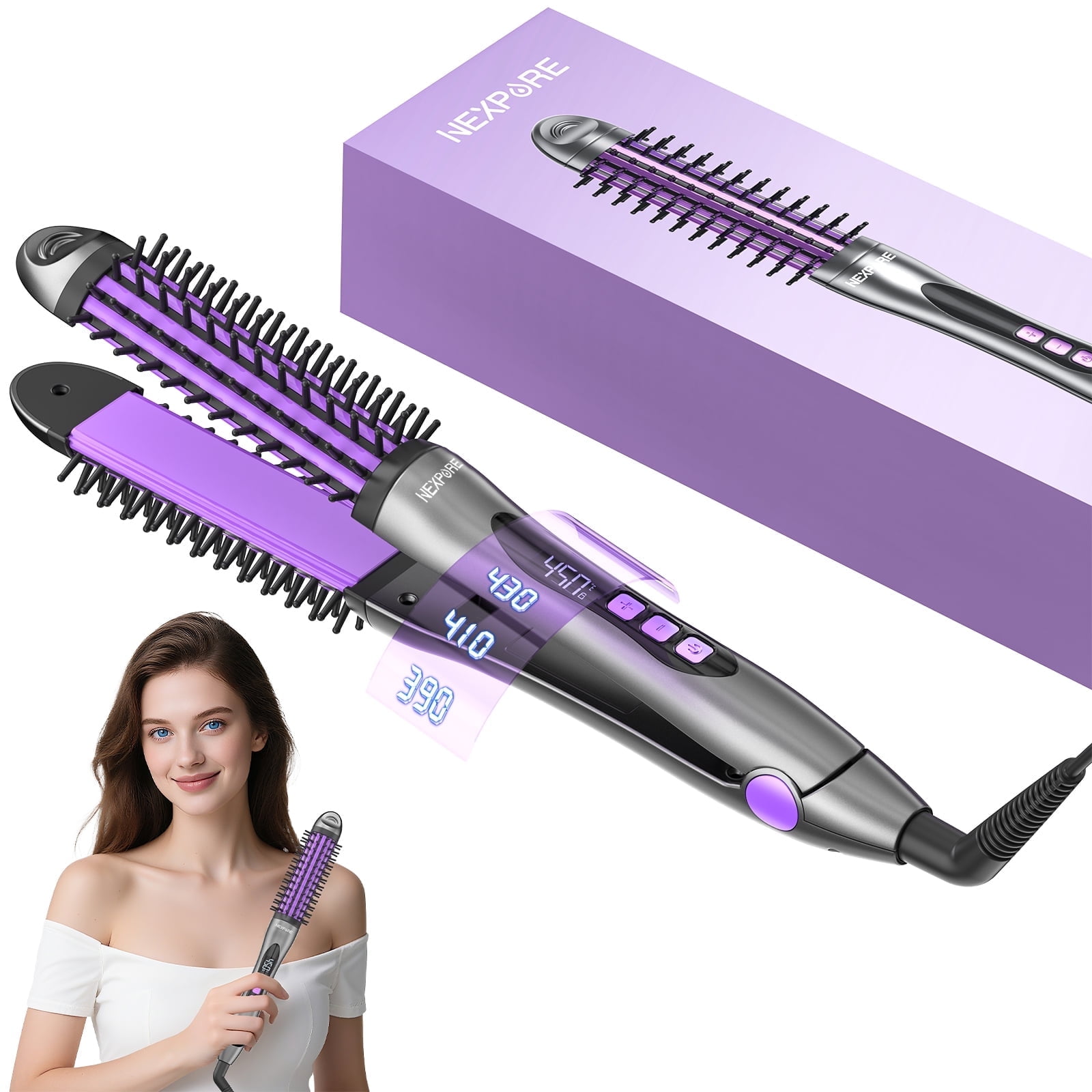 NEXPURE Hair Dryer Brush Upgraded 4 1 Brush Blow One Negative Ion Anti Frizz Ceramic Titanium Barrel Hot Air Straightener
