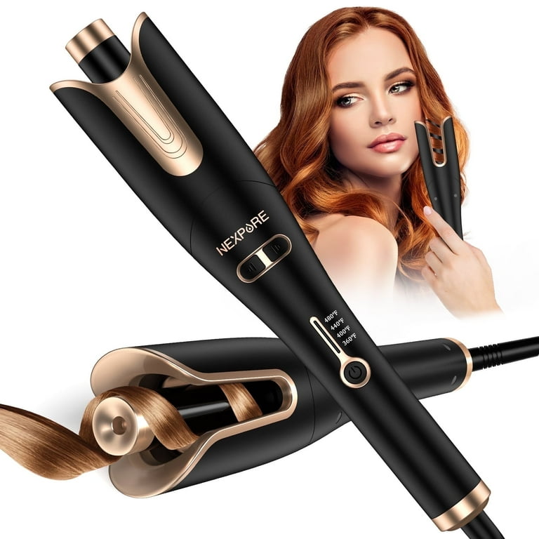 NEXPURE Curling Iron Professional Automatic Hair Curler with 1 Large Rotating Barrel Gold