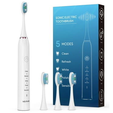 NEXPURE Toothbrush Electric, Sonic Electric Toothbrush for Adults with 4 Brush Heads,Rechargeable Toothbrush with 5 Modes, Smart Timer