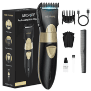 NEXPURE Hair Clippers for Men, Cordless Barber Clippers for Hair Cutting Kit with IPX7 Waterproof, Low-Noise Rechargeable Hair Trimmer for Men, Includes Guide Combs , Black