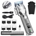 thumbnail interactive-video image 1 of NEXPURE Professional Hair Clippers for Men, Cordless Beard Trimmer with 6800RPM Quiet High-Torque Motor, LED Display, 6 Guide Combs, All-in-One Hair Cutting Kit, Silver, 1 of 9