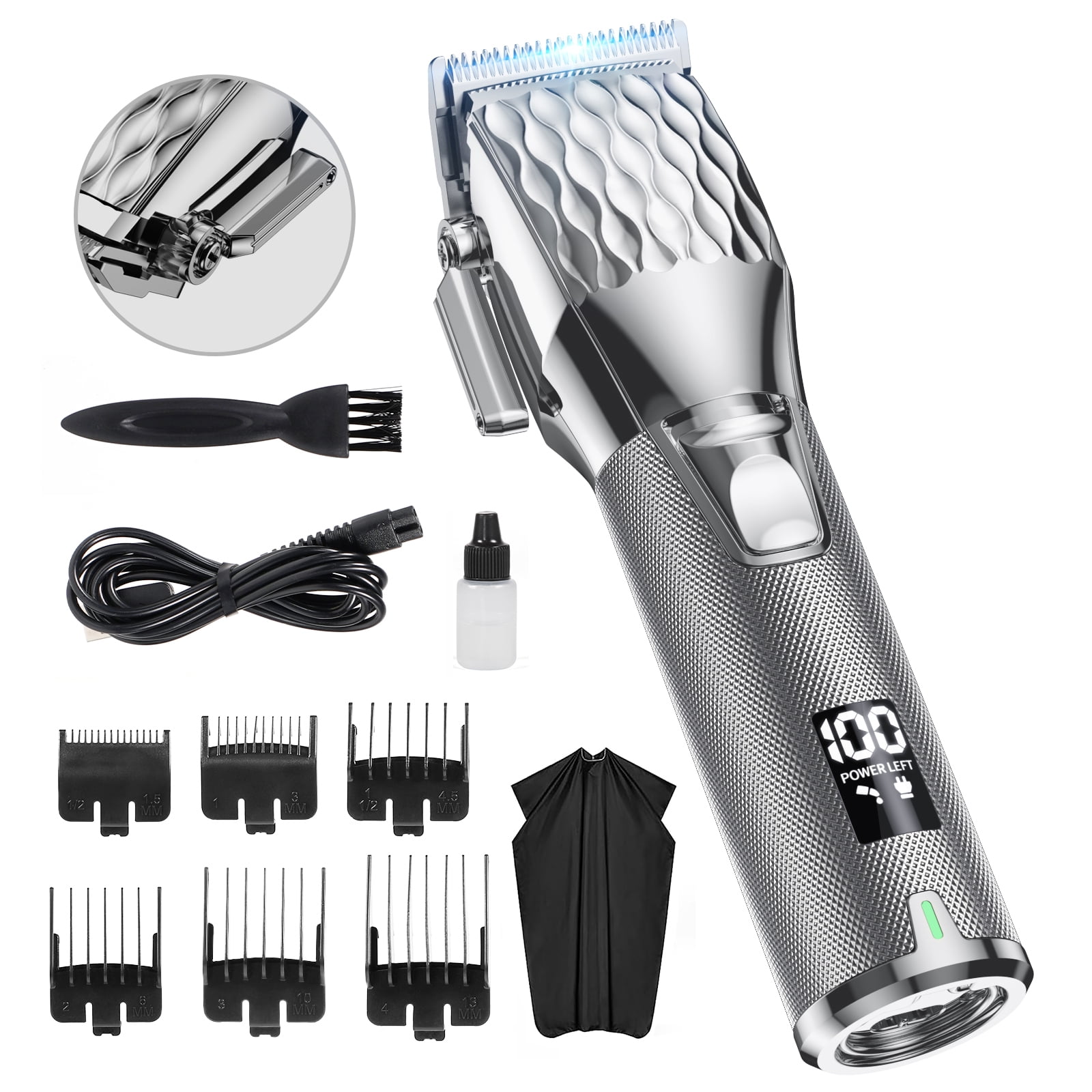 NEXPURE Hair Clippers for Men Professional - Cordless Beard Trimmer for Men, W/ LCD Display & Travel Storage Case, Haircut Shawl