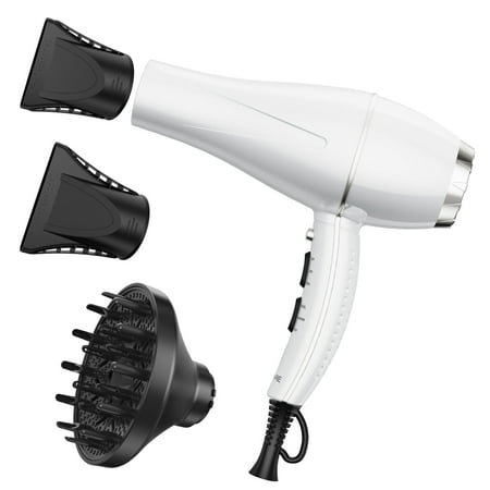 NEXPURE Hair Dryer, 1875W Blow Dryer with Diffuser and Concentrator, Fast Drying Low Noise, 3 Heat & 2 Speed Settings, Cold Shot Button, White