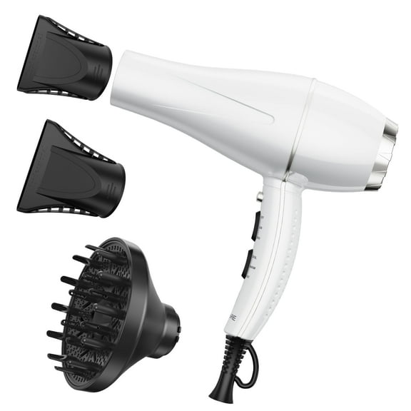 NEXPURE Hair Dryer, 1875W Blow Dryer with Diffuser and Concentrator, Fast Drying Low Noise, 3 Heat & 2 Speed Settings, Cold Shot Button, White