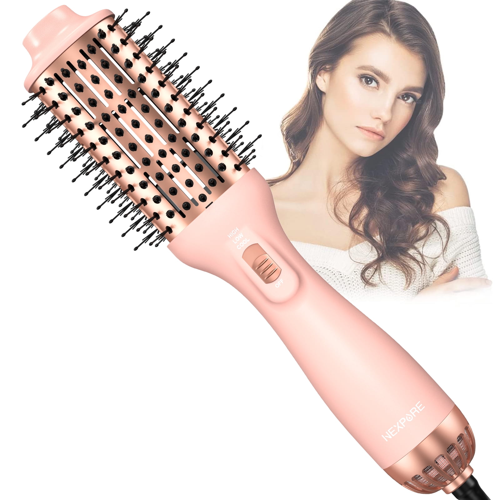 NEXPURE 4-in-1 Blow Dryer Brush for Thick Hair, Ionic Hot Air Hair Volumizer