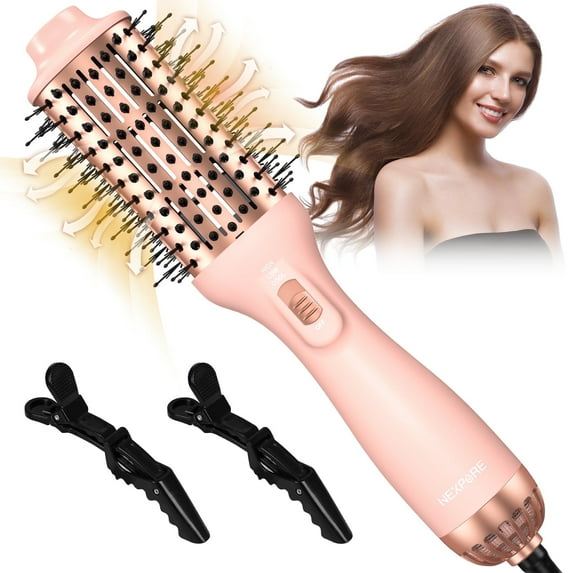 NEXPURE Hair Dryer Brush for Thick Hair – 4 in 1 Blow Dryer Brush Ionic Ceramic Titanium Hot Air Volumizer & Anti-Frizz Styler