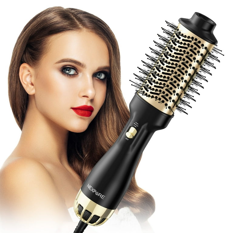 NEXPURE Hair Dryer Brush,Upgraded 4 in 1 Hair Dryer Brush Blow Dryer Brush  in One with Negative Ion Anti-Frizz Ceramic Titanium Barrel Hot Air Brush  Hair Straightener Brush 