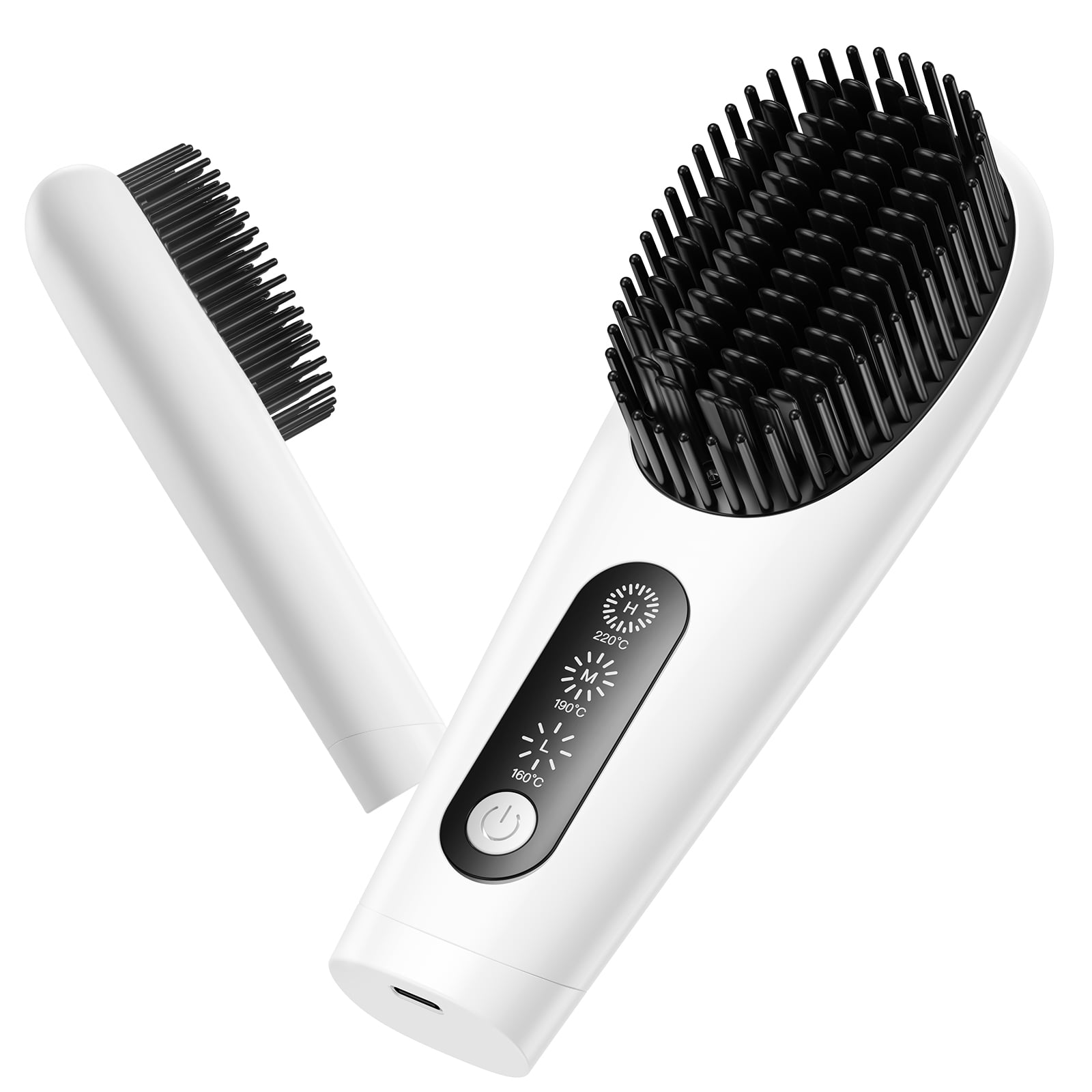 NEXPURE Ionic Cordless Straightening Brush, 3-speed Temperature Adjustment, Dual Voltage, Anti-Frizz and Anti-Scald, Ceramic Heat Brush, Portable Travel Straightening and Curling Brush