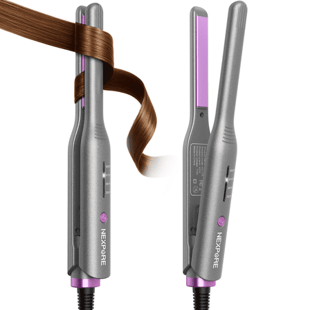 NEXPURE Mini Flat Iron, 1/2" Ceramic Pencil Flat Iron Hair Straightener for Short Hair & Edges, 30s Fast Heat up, Travel Ionic Fat Iron, Purple