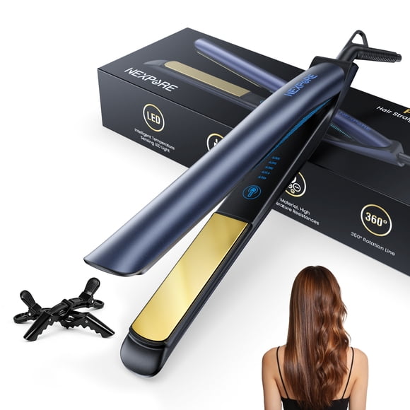 NEXPURE 1 Inch Flat Iron Hair Straightener and Curler, 2 in 1 Ceramic Flat Iron with Floating Plates, Fast Heat Up, Dual Voltage