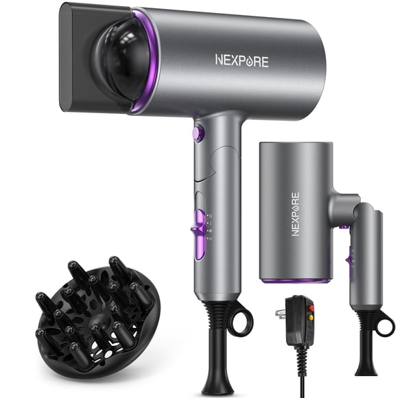 NEXPURE Professional Ionic Hair Dryer, 2000W Powerful Blow Dryer with Diffuser and Concentrator, for Home and Travel Use, Purple