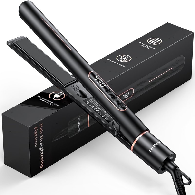 NEXPURE 2-in-1 Hair Straightener and Curler 1" Titanium Floating Plates Flat Iron $15.99 + Free Shipping w/ Walmart+ or $35+