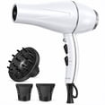 thumbnail image 1 of NEXPURE Salon Hair Dryer, 1875W Ionic Blow Dryer with Diffuser and Concentrator, Fast Drying Low Noise, 3 Heat & 2 Speed Settings, White, 1 of 10