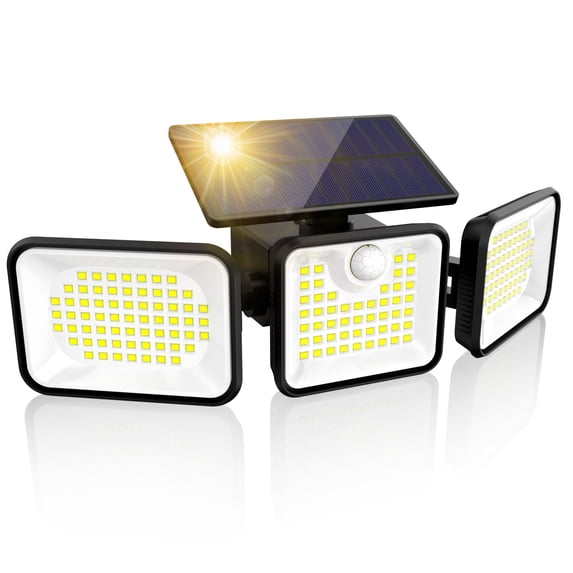 NEXPURE Solar Lights Outdoor, 3 Head Solar Motion Lights Outdoor with 2500LM 180 LEDs High Brightness, IP65 Waterproof, Sensitive PIR Motion Inductor