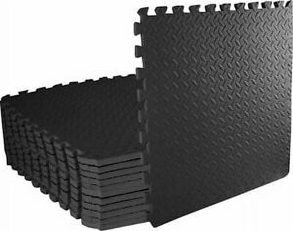 CAP EVA High-Density Foam Reversible 4-Piece 13.7 Sq ft. .50in Thick Puzzle Exercise  Mat, Black / Red 