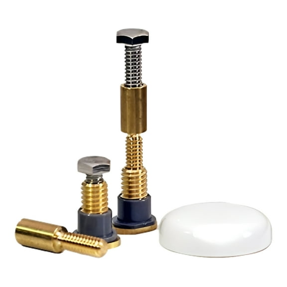 NEXT BY DANCO Zero Cut Bolts  Brass Toilet Mounting Bolts  Toilet Repair  White Bolt Caps   Toilet Bolts Screws 10770