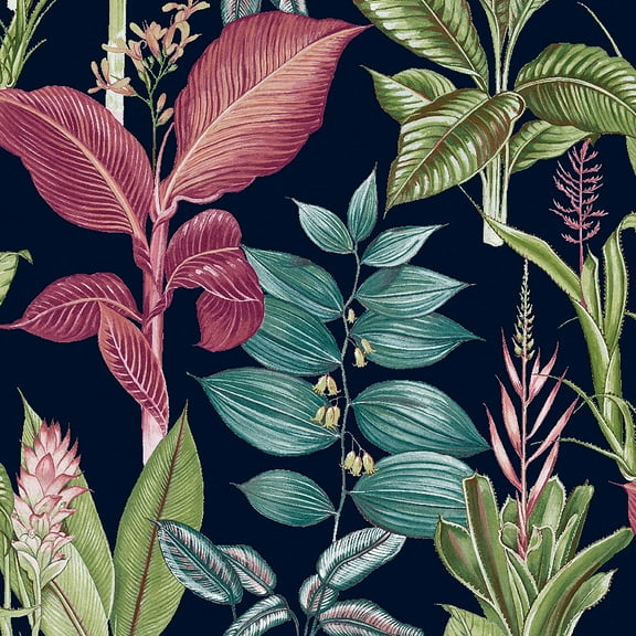 NEXT Fantasy Rainforest Leaves Navy Wallpaper