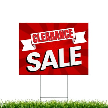 NEXT LEVEL SIGNS | Clearance Sale Yard Signs | Double Sided 24 W x 18 H Inches | Metal Ground Step H-Stake 24" x 10" | Made in the USA (Pack of 1)