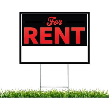 NEXT LEVEL SIGNS | For Rent Yard Signs | 24 W x 18 H Inches | 24" x 10" Metal Ground H-Stake | Made in USA (Pack Of 1)