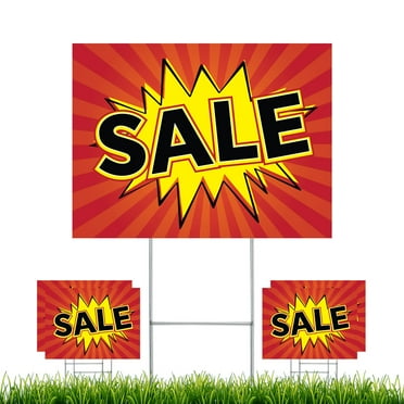 NEXT LEVEL SIGNS | Sale Yard Signs | 24 W x 18 H Inches | 24" x 10" Metal Ground H-Stake | Made in USA (Pack Of 5)