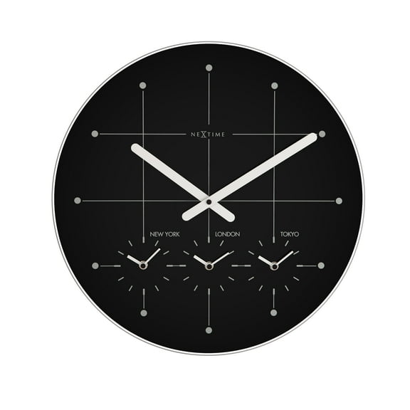 NEXTIME WALL CLOCK BIG CITY TIME ZONES