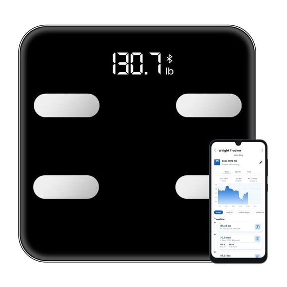 NextLevel Fit Smart Free App Body Weight Scale, Black, 396 lb Capacity
