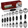 thumbnail image 1 of Magnetic Measuring Spoons Set of 9 Stainless Steel Dual-Sided Stackable Measuring Spoon Nesting Teaspoons Measuring Dry and Liquid Ingredients, Fits in Spice Jars Set of 9 - Black, 1 of 9