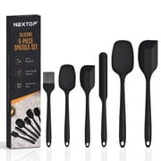 NEXTOP Silicone Spatula Set, 6-Piece Kitchen Utensil Set with Silicone Spatulas and Basting Brush, One-Piece Design for Mixing, Baking, Scraping, Stirring and Cooking, Nonstick Friendly