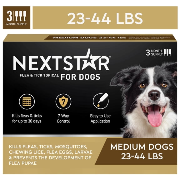 NEXTSTAR Flea & Tick Topical Prevention for Dogs 23-44 lbs, 3-Month Supply