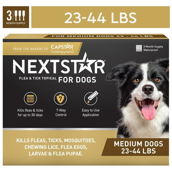 NEXTSTAR Flea & Tick Topical Prevention for Dogs 23-44 lbs, 3-Month Supply