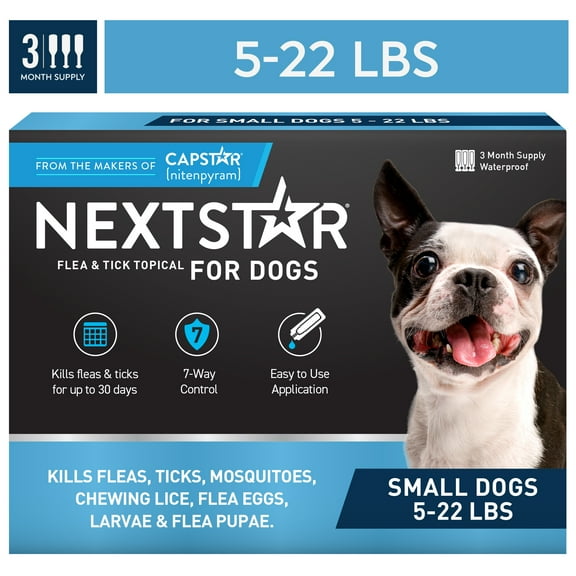 NEXTSTAR Flea & Tick Topical Prevention for Dogs 5-22 lbs, 3-Month Supply