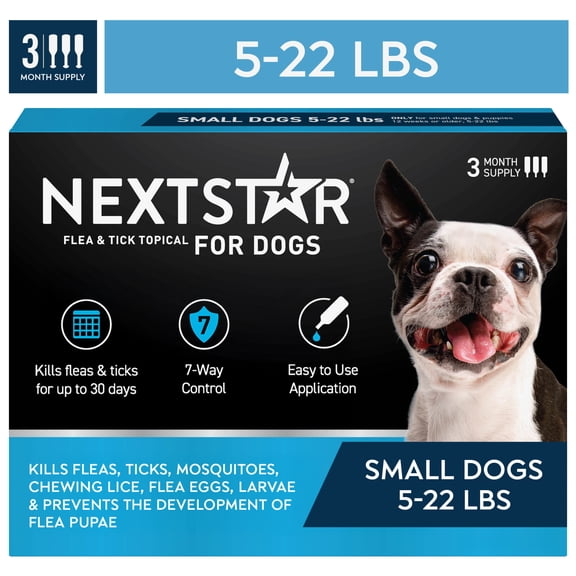 NEXTSTAR Flea & Tick Topical Prevention for Dogs 5-22 lbs, 3-Month Supply