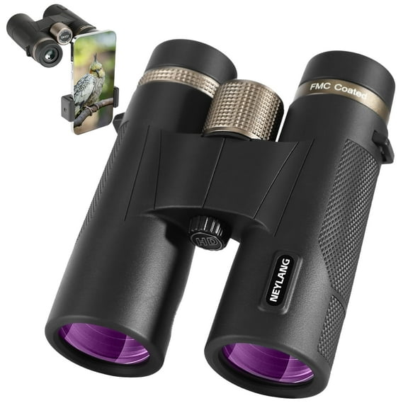 NEYLANG 12x42mm Binoculars with Phone Holder,High Powered Waterproof Binocular for Bird Watching,Hunting,Campings,Concerts
