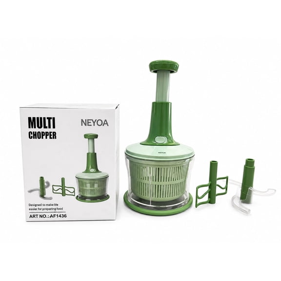 NEYOA Multi Chopper Manual Food Processor with Stainless Steel Blades, Vegetable Cutter & Mixer for Fruits, Vegetables, Garlic, Onion & Salad Preparation