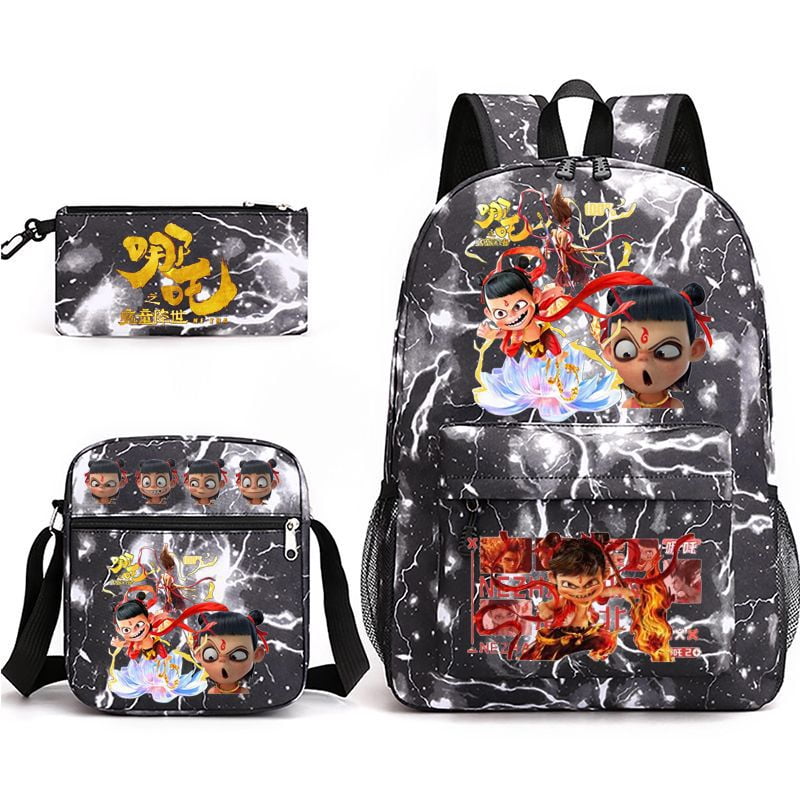 NEZHA Cartoon 3 Piece Backpack Anime Knapsacks Game Day Packs Cartoon ...