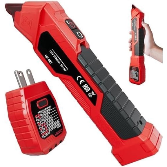 NF-827 AC Circuit Breaker Finder,  Upgraded  Identify 90-120V NCV Circuit Breaker Finder Tool Kit with Integrated GFCI Outlet Tester,  Tester with Storage Case, Flashlight
