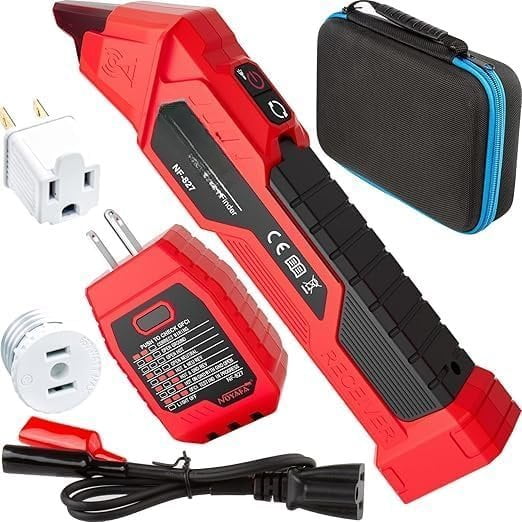 NF-827 Circuit Breaker Finder Tool with 3 Accessories &GFCI Outlet Tester, 90-120V AC Circuit Breaker Finder, Identify NCV Circuit Tester with Storage Case, Sensitivity Adjustment