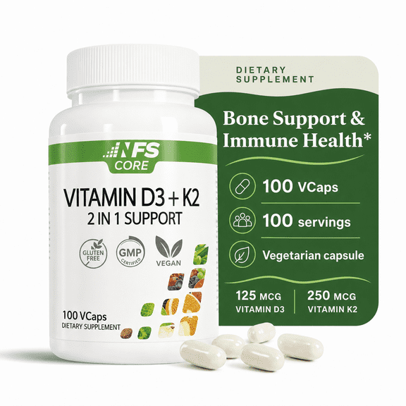 NF Sports NFS Core Vitamin D3 + K2 2-in-1 Support, 100 VCaps
